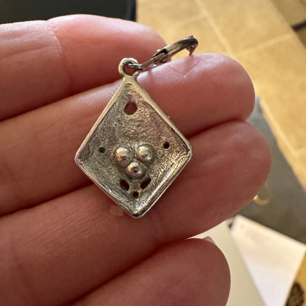 Antique Silver Triangle Dangle Pierced Earrings - image 5